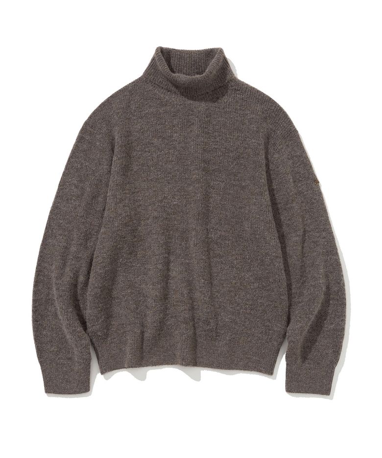 alpaca turtle neck knit charcoal brown