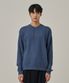 워셔블 케이블 헨리넥 니트 티셔츠 (블루)