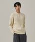워셔블 케이블 헨리넥 니트 티셔츠 (크림)