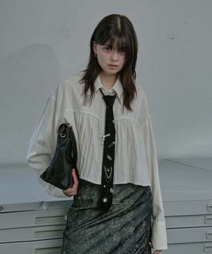 MO Shirring Layered Blouse - Ivory