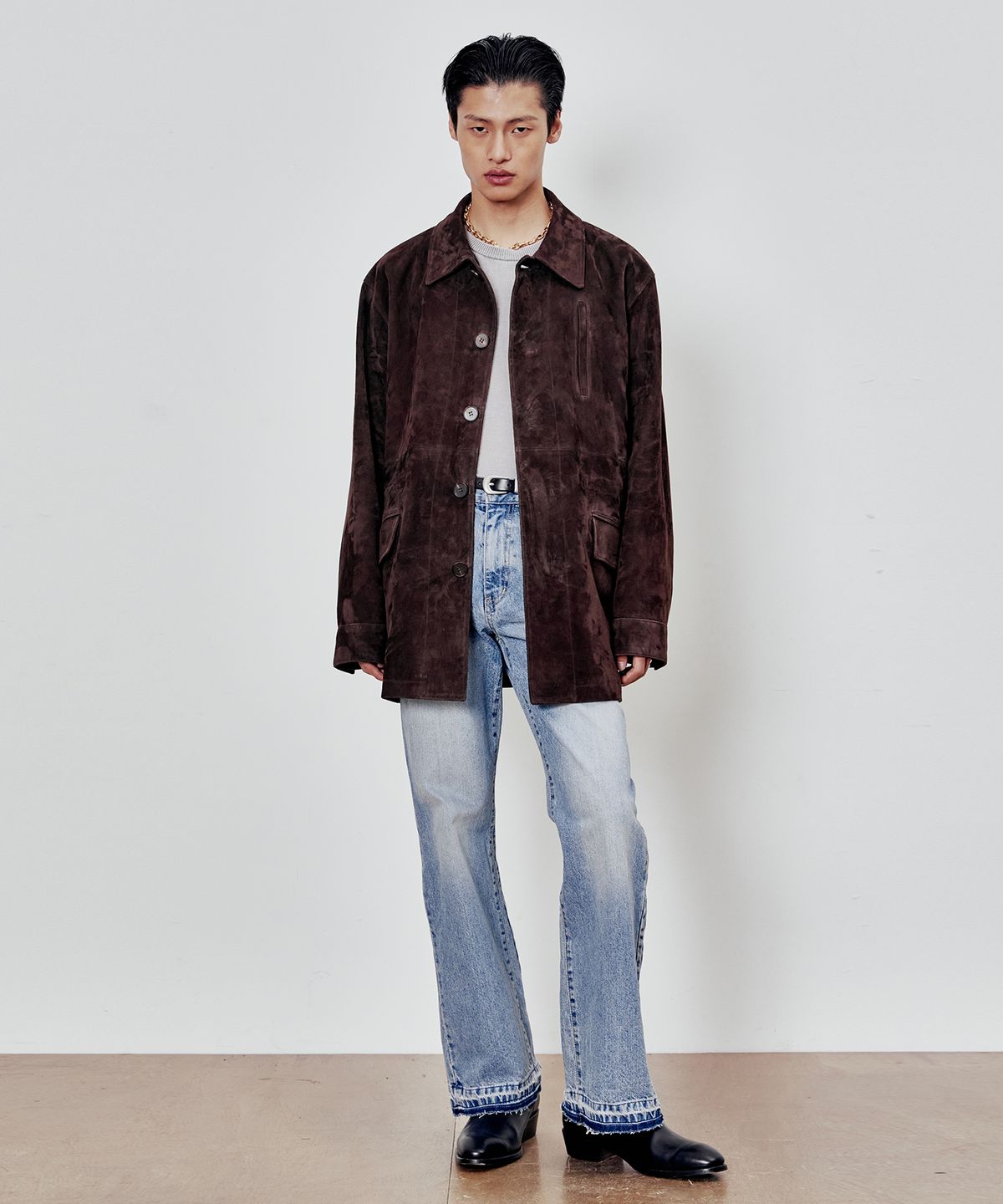 앤드로스(ANDROS) Oversized Goat Suede Jakcet (Chocolate Brown)