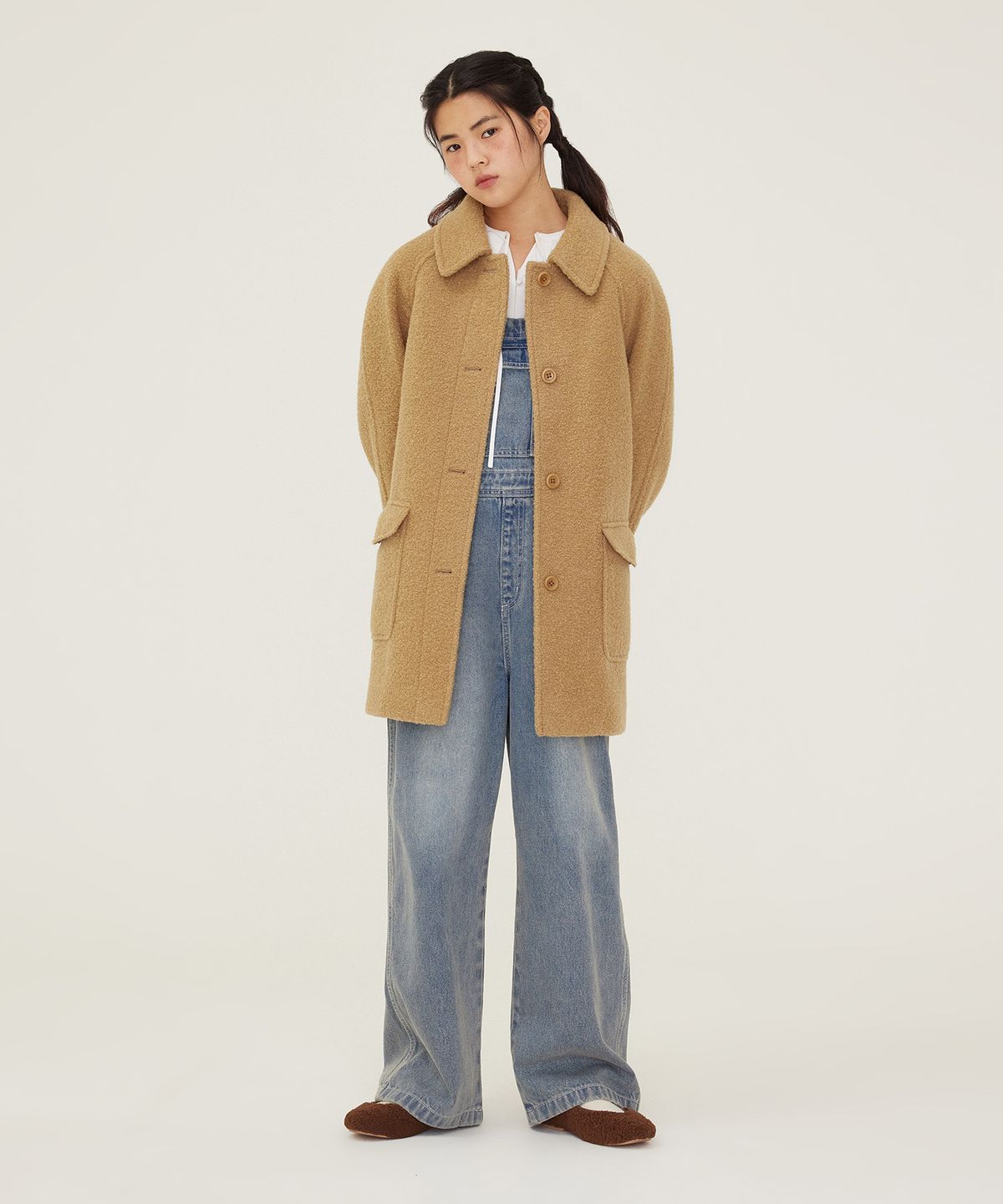 커버낫 우먼(COVERNAT WOMAN) 우먼 부클 하프 코트 Beige