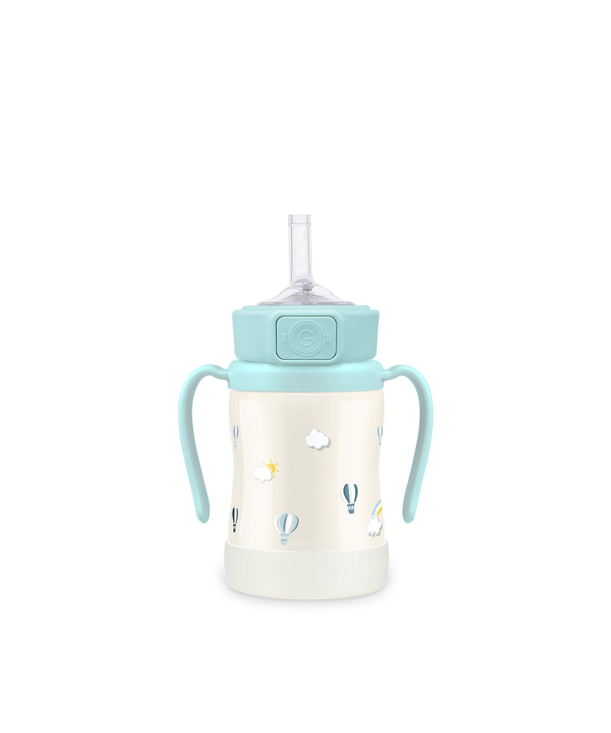 그로미미(GROSMIMI) 스카이벌룬 원터치 스테인리스 200ml 빨대컵 (크리미블루)