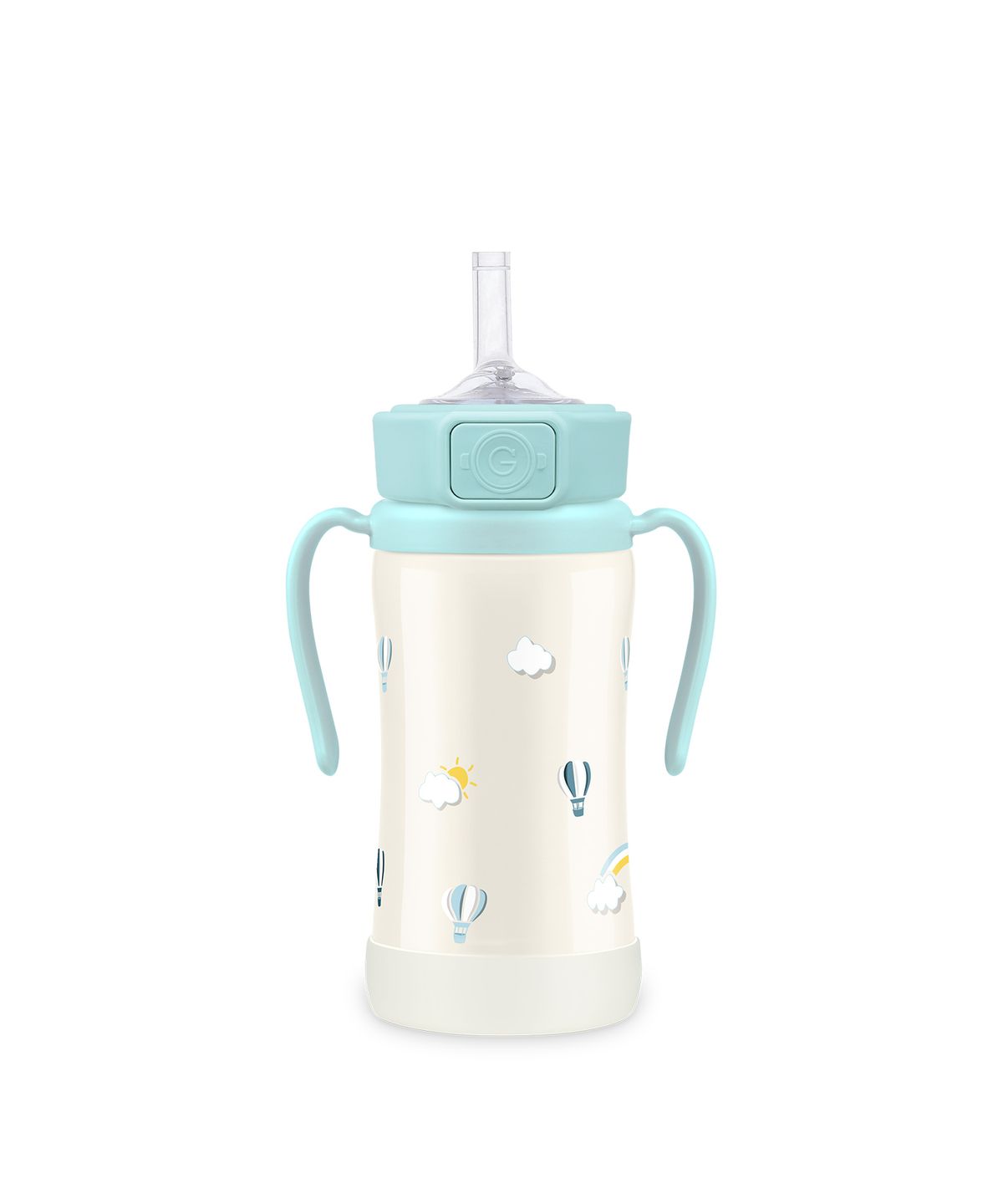 그로미미(GROSMIMI) 스카이벌룬 원터치 스테인리스 300ml 빨대컵 (크리미블루)