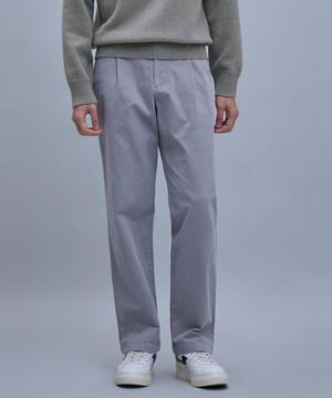 Semi Wide Brushed Cotton Pants  Light Grey