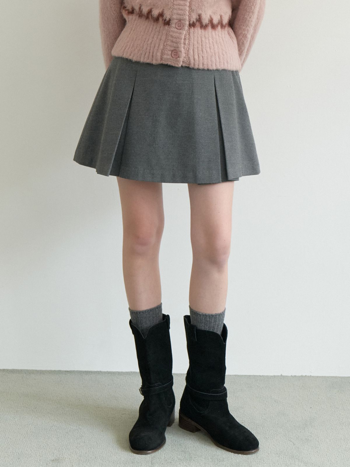 리엘(RE L) Lead mini skirt (gray)