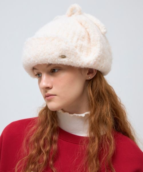 ニットキャップ・ビーニー depound Boucle Earflap Beanie Ivory DP249OHT008MIVXX MUSINSA公式 | DEPOUND Buckle Earflap Beanie [Ivory]
