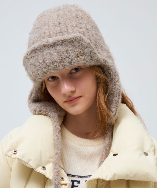 ニットキャップ・ビーニー depound Boucle Earflap Beanie Oatmeal DP249OHT008MOTXX MUSINSA | DEPOUND Buckle Earflap Beanie [Oatmeal]