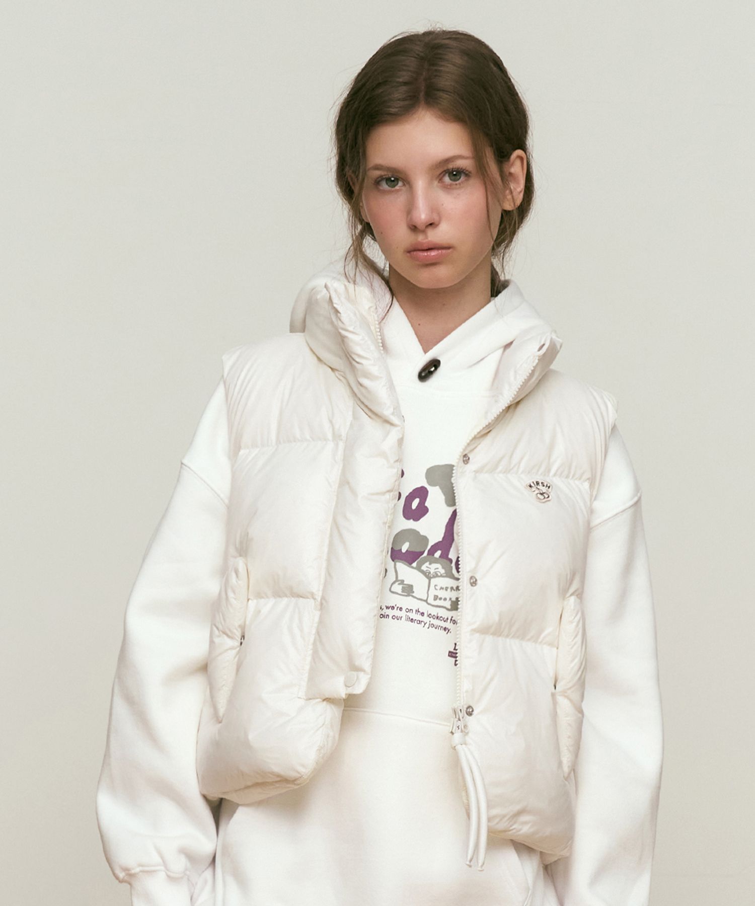 さらに100円引き◆KIRSH◆ARCH CHERRY CROP DOWN VEST MUSINSA | KIRSH Arch Cherry Crop Down Vest [Ivory]