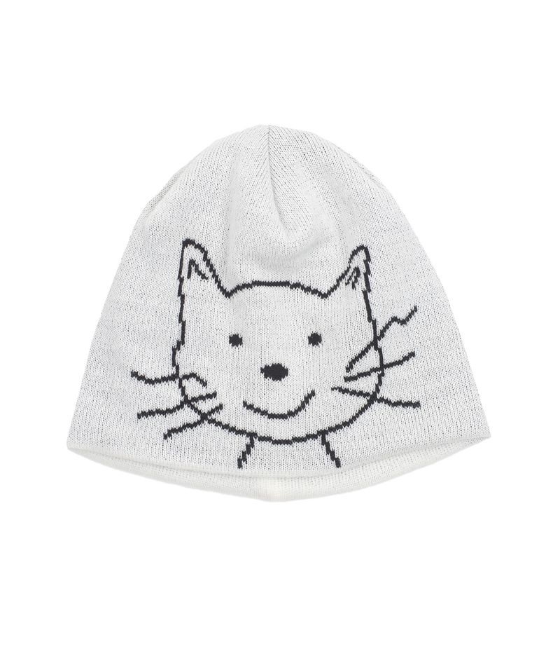 CAT FACE BEANIE (WHITE)