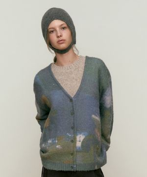 컬렉션 빈티지 프린트 가디건 [그린]
