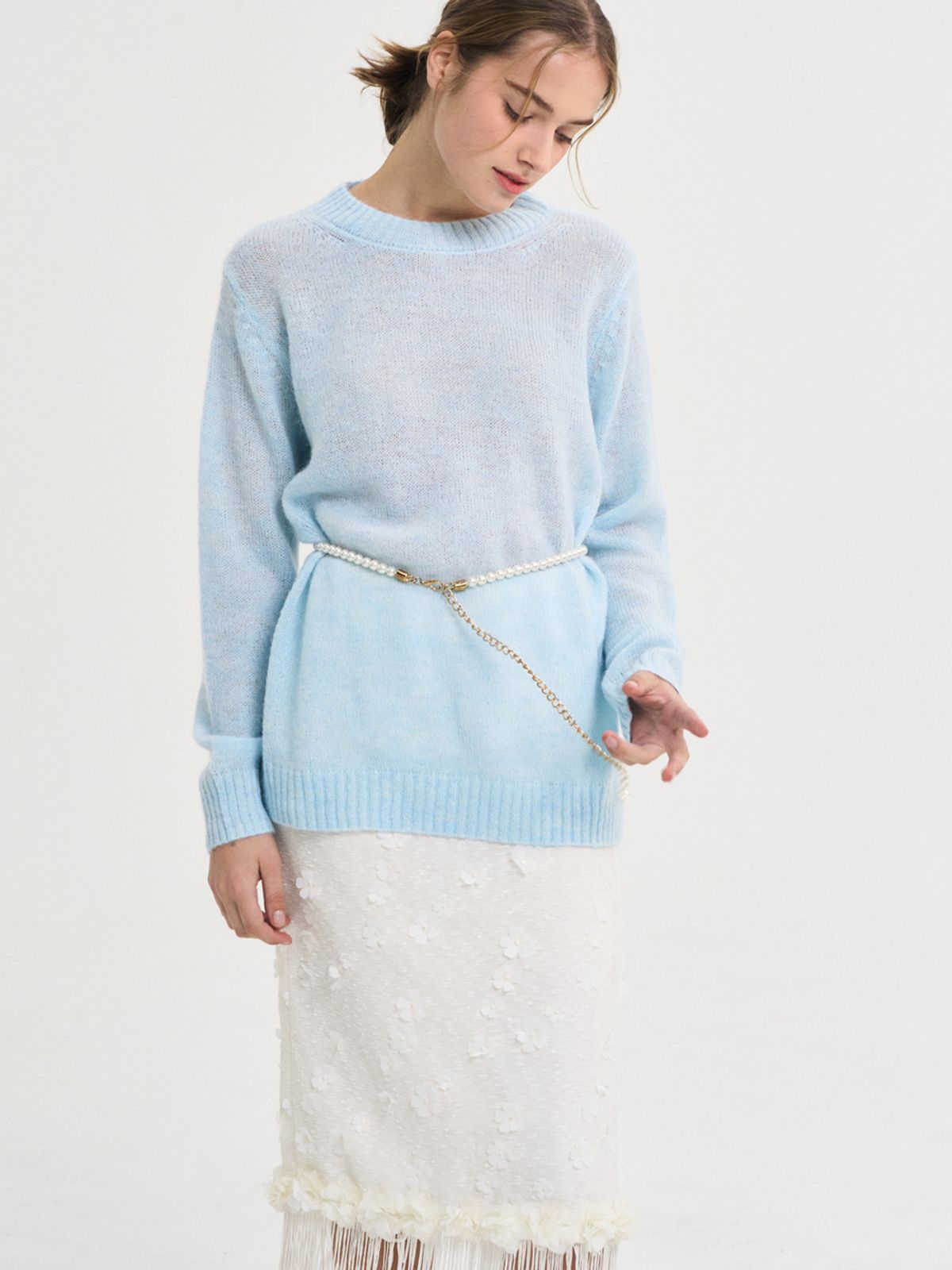 쏘리, 투 머치 러브(SORRY, TOO MUCH LOVE) Sorbet Angtt Mohair Wool Knit Sweater_Sky Blue
