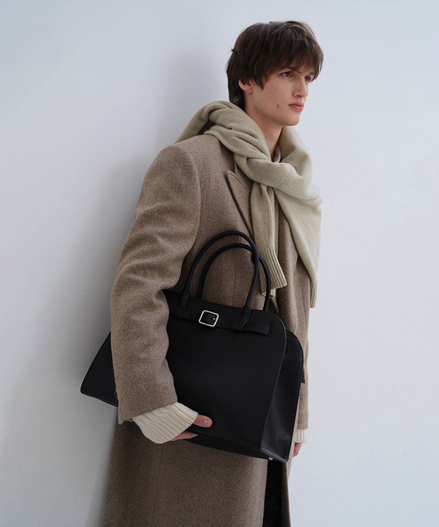 MUSINSA | DUNST BUCKLE LEATHER LARGE TOTE BAG