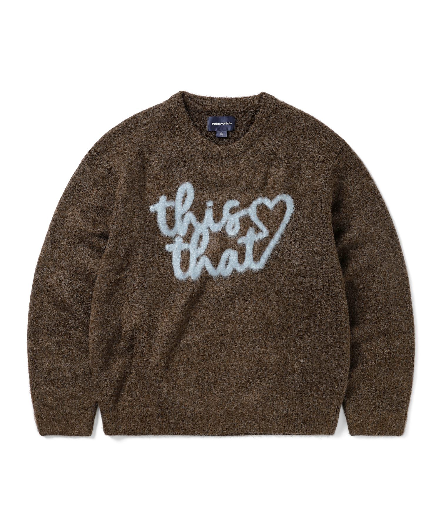 MUSINSA公式 | thisisneverthat® Heart Logo Knit Sweater Brown