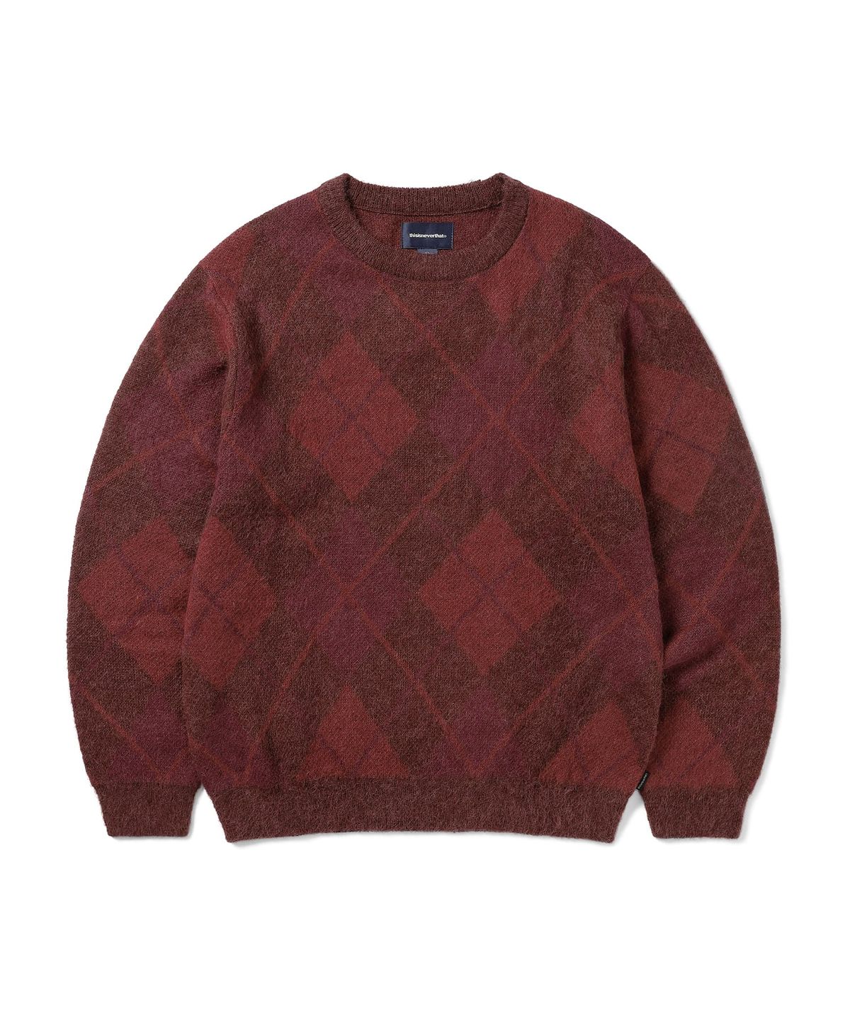 디스이즈네버댓(THISISNEVERTHAT) Mohair Argyle Knit Sweater Burgundy