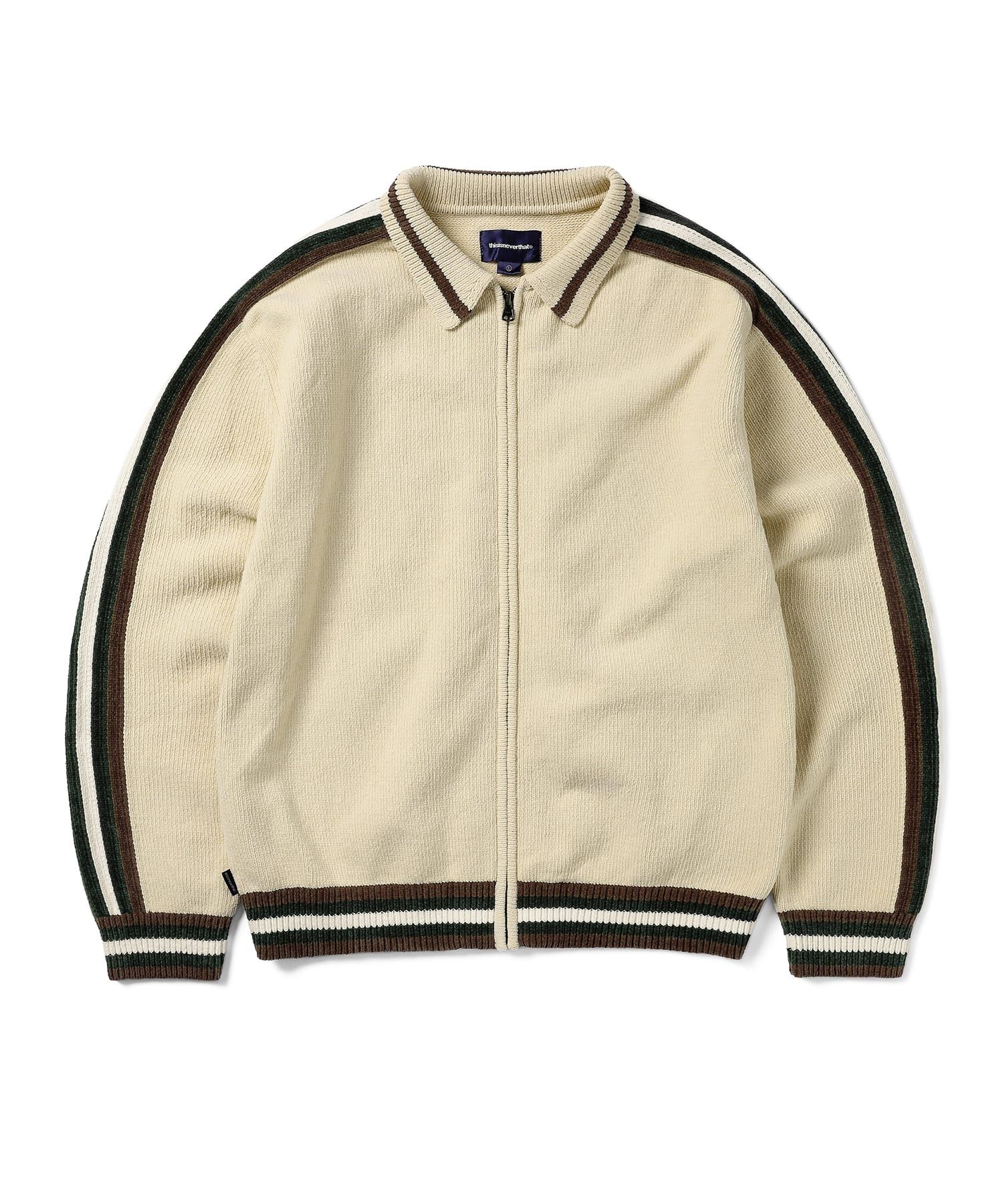 MUSINSA | thisisneverthat Striped Zip Cardigan Ivory