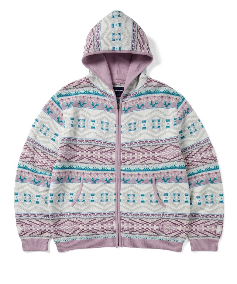 Hooded Zip Up Sweater Pink