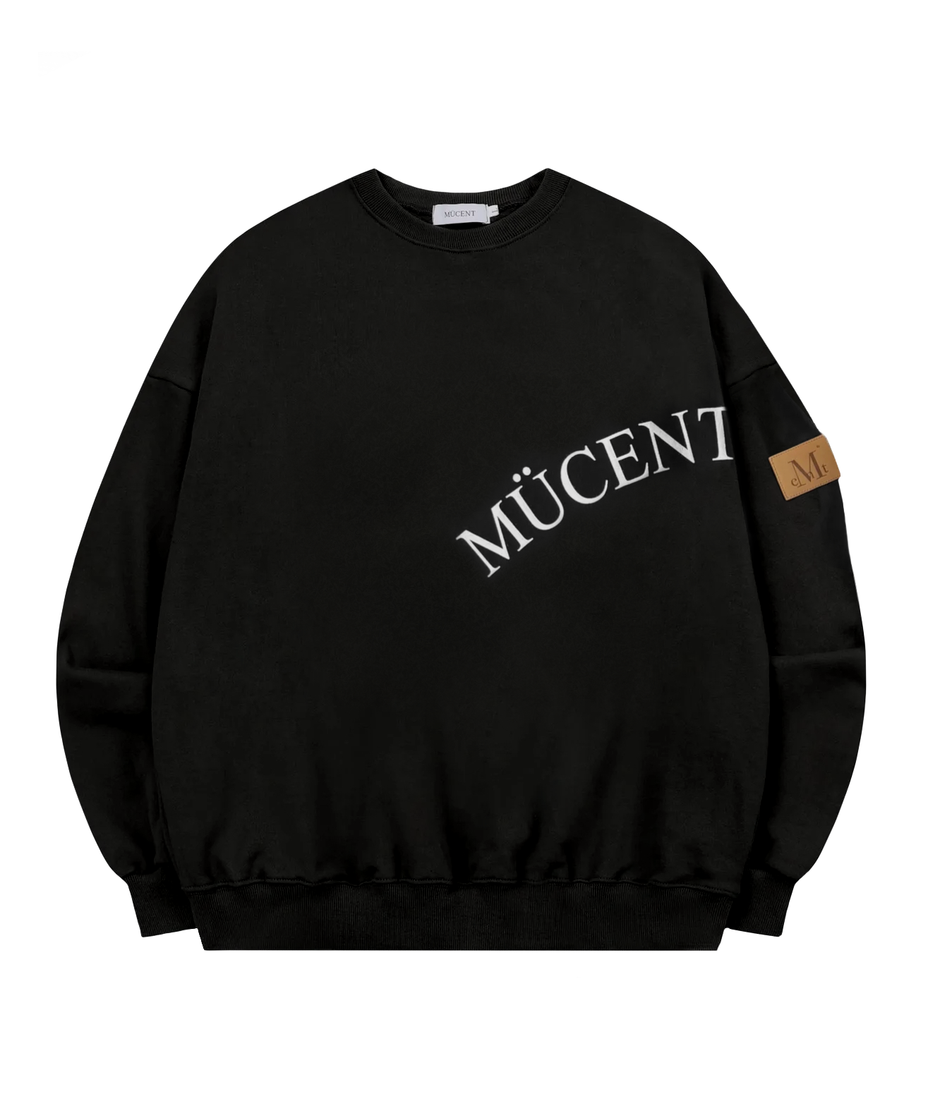 ★MUCENT★ Leather Point Signature Man to Man Unisex 2 Color MUSINSA | MUCENT Leather Point Signature Man to Man Unisex