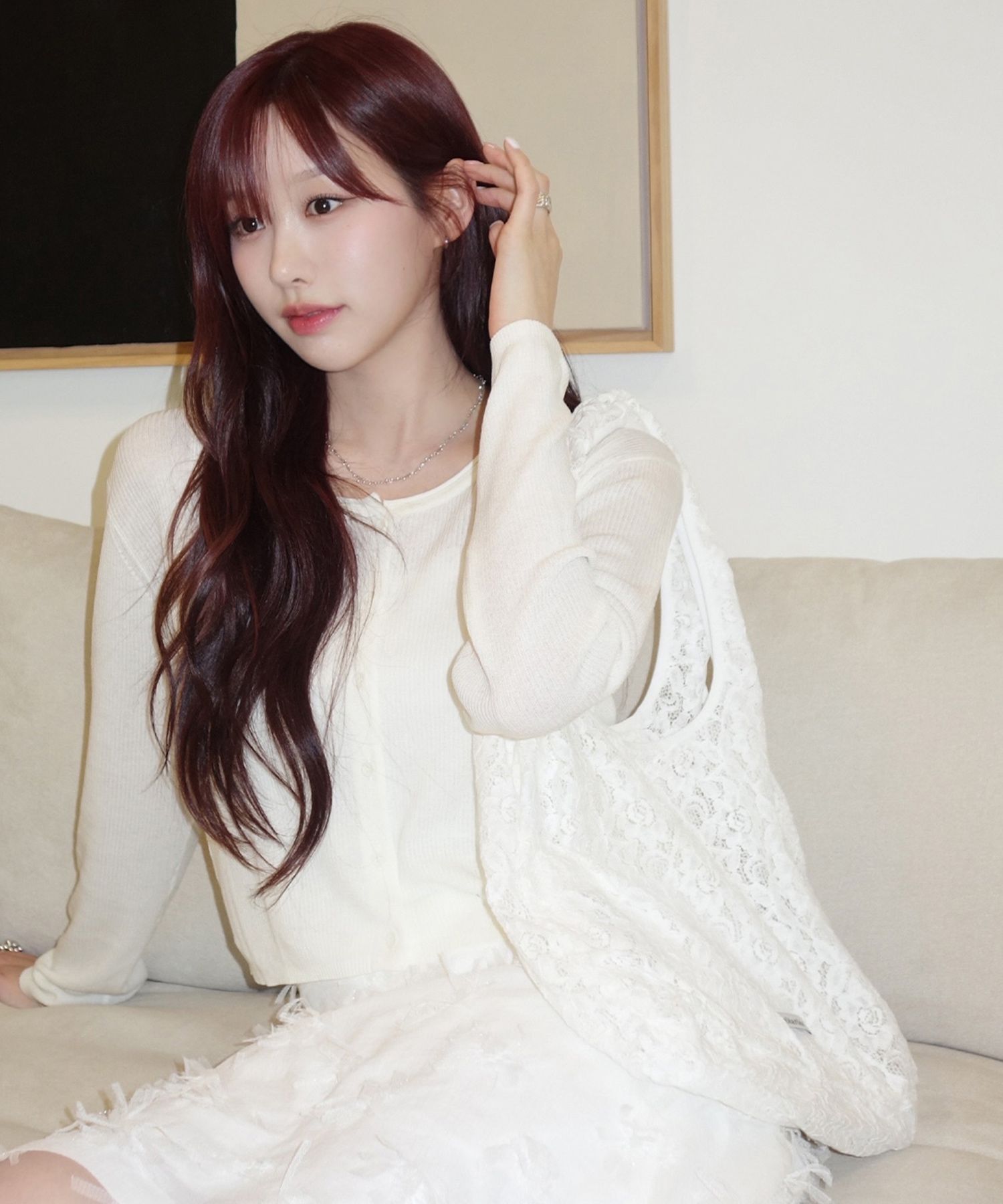 24AW人気レースショルダーバッグ【Rolarola】LACE ECO BAG WHITE 24AW人気レースショルダーバッグ【Rolarola】LACE ECO BAG WHITE