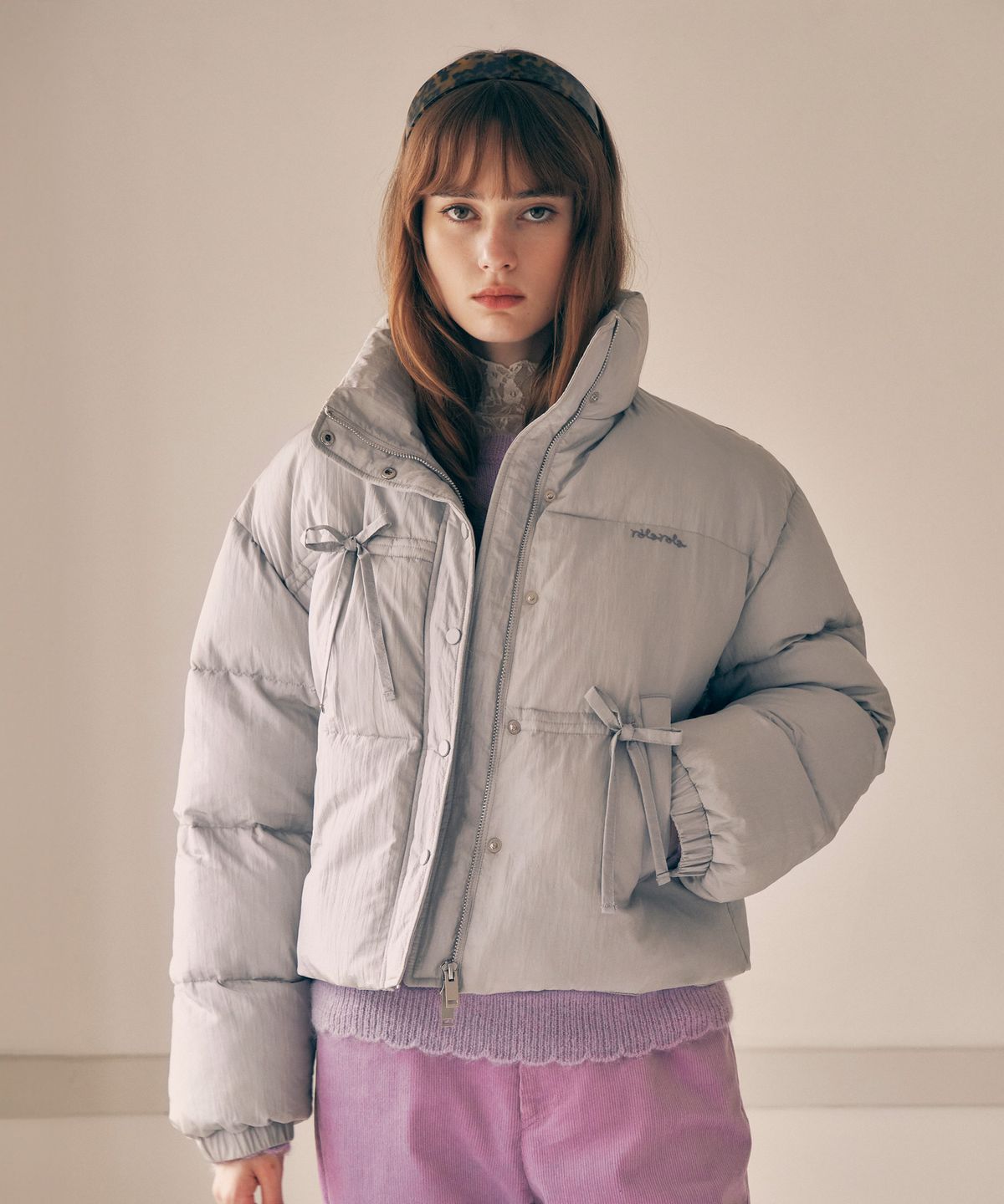 로라로라(ROLAROLA) RIBBON WELLON PADDING GRAY