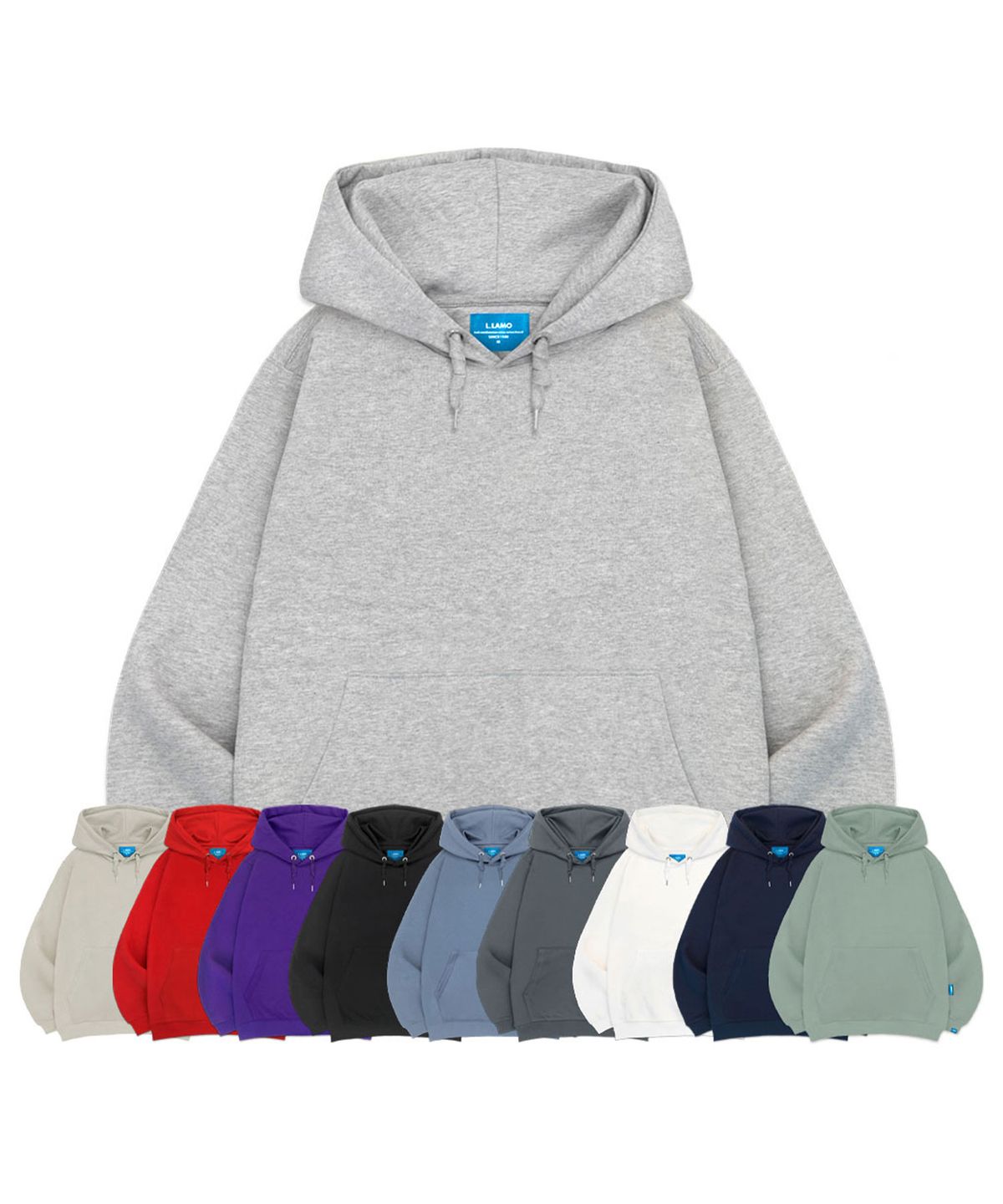 엘라모(LLAMO) 기모H 무지 후드티 남녀공용 빅사이즈 M~4XL