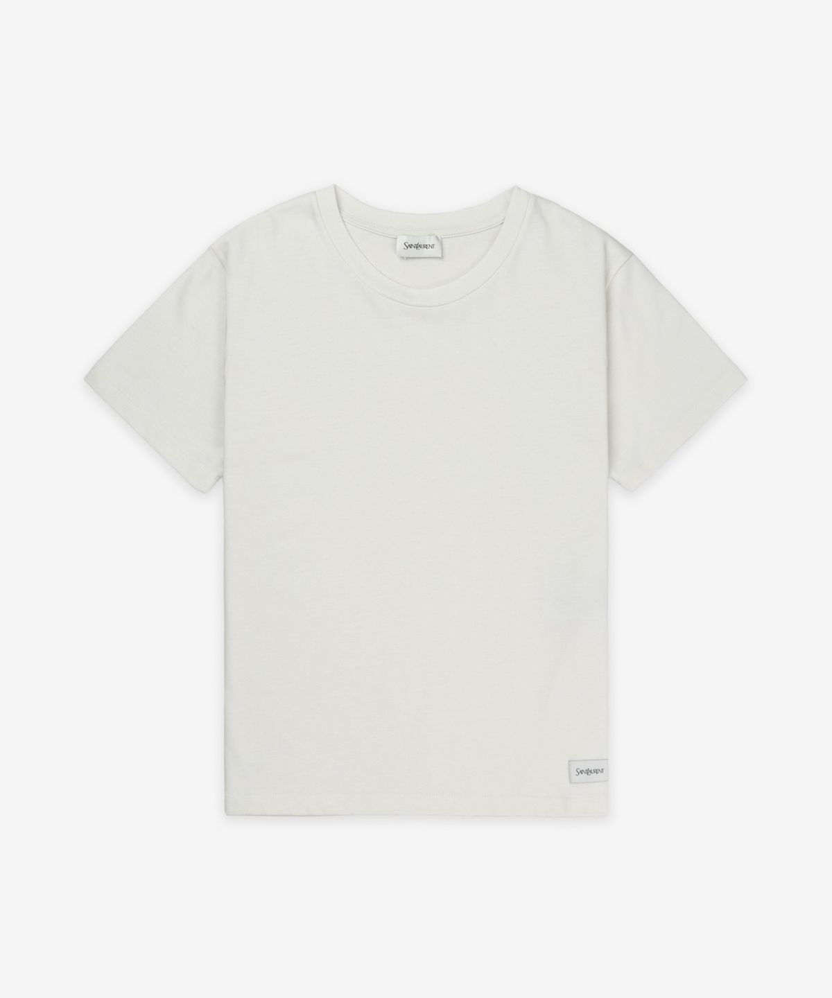 생로랑(SAINT LAURENT) 로고 패치 반소매 티셔츠 - 내추럴 / 810277Y37RY9502