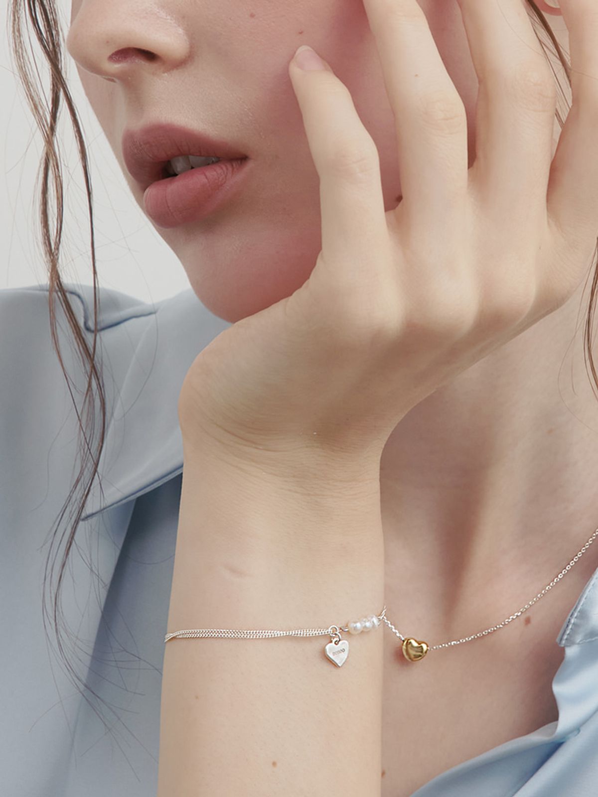 소수(SOSOO) 925 Silver 4mm Freshwater Pearl Heart Toggle Bracelet
