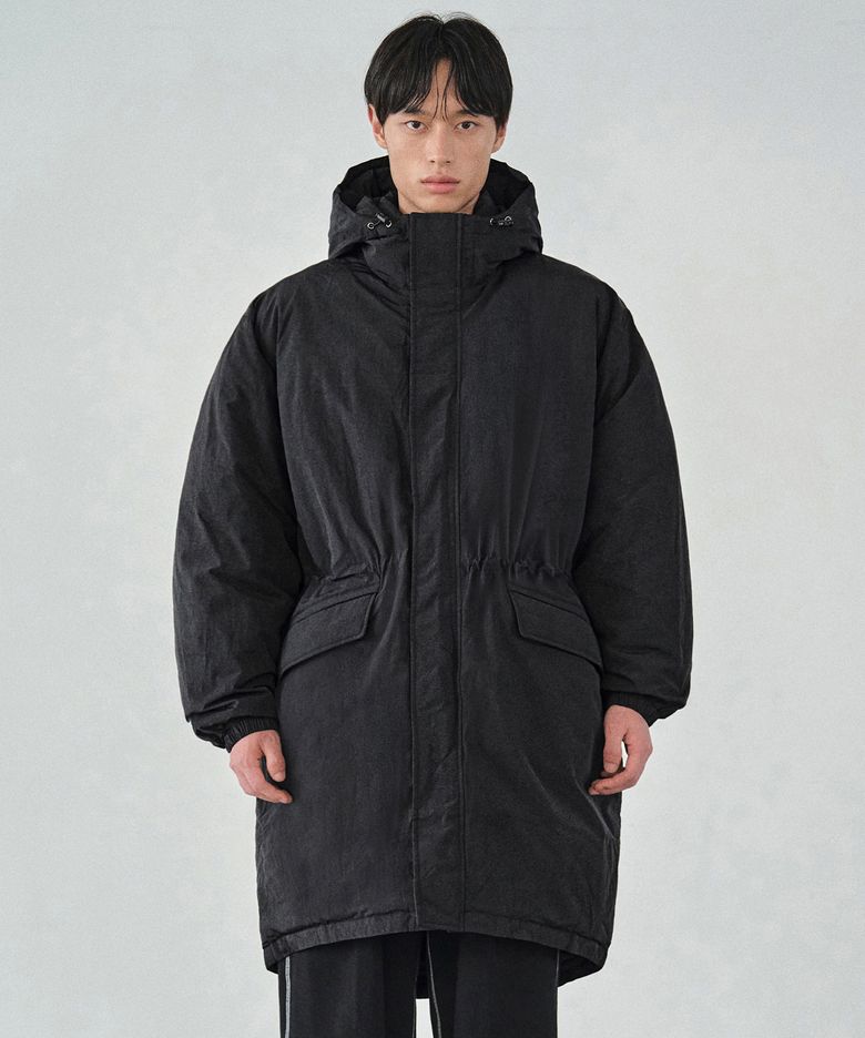 후드 피쉬테일 롱 패딩 블랙 COOSJP050BLACK