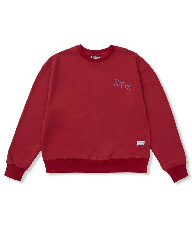 Doodle Oversized Crewneck Burgandy