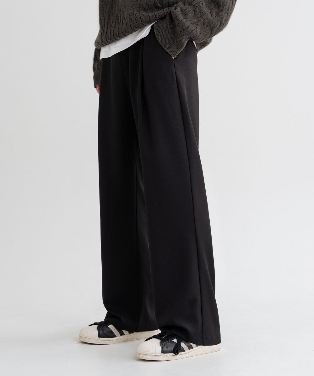 【2plan】Linear one-tuck banding wide slacks MUSINSA | LEMAIN SECOND ONE-TUCK WIDE BANDING SLACKS [BLACK]