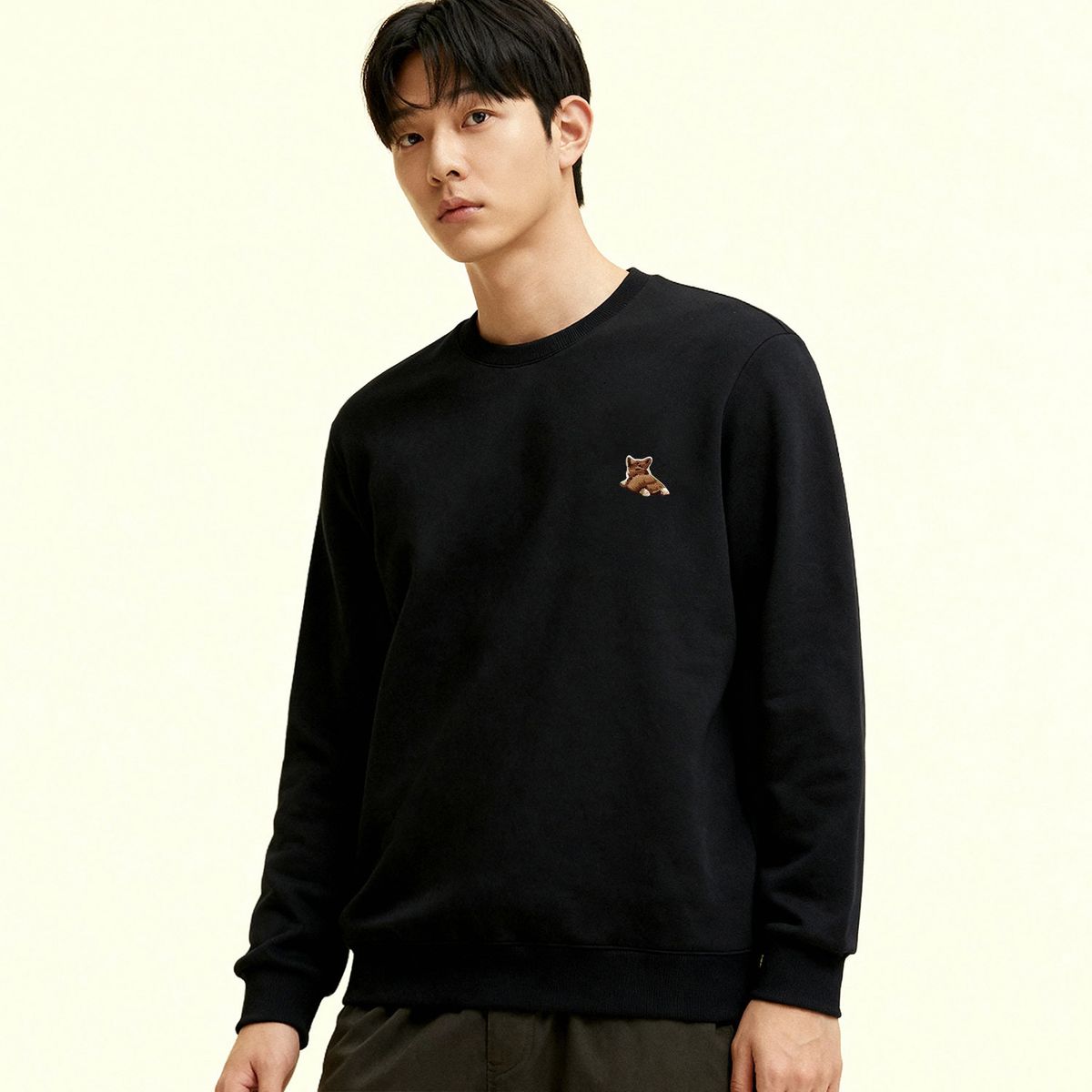 옥스타(OKSTAR) 웰시코기 자수 특양면 맨투맨
