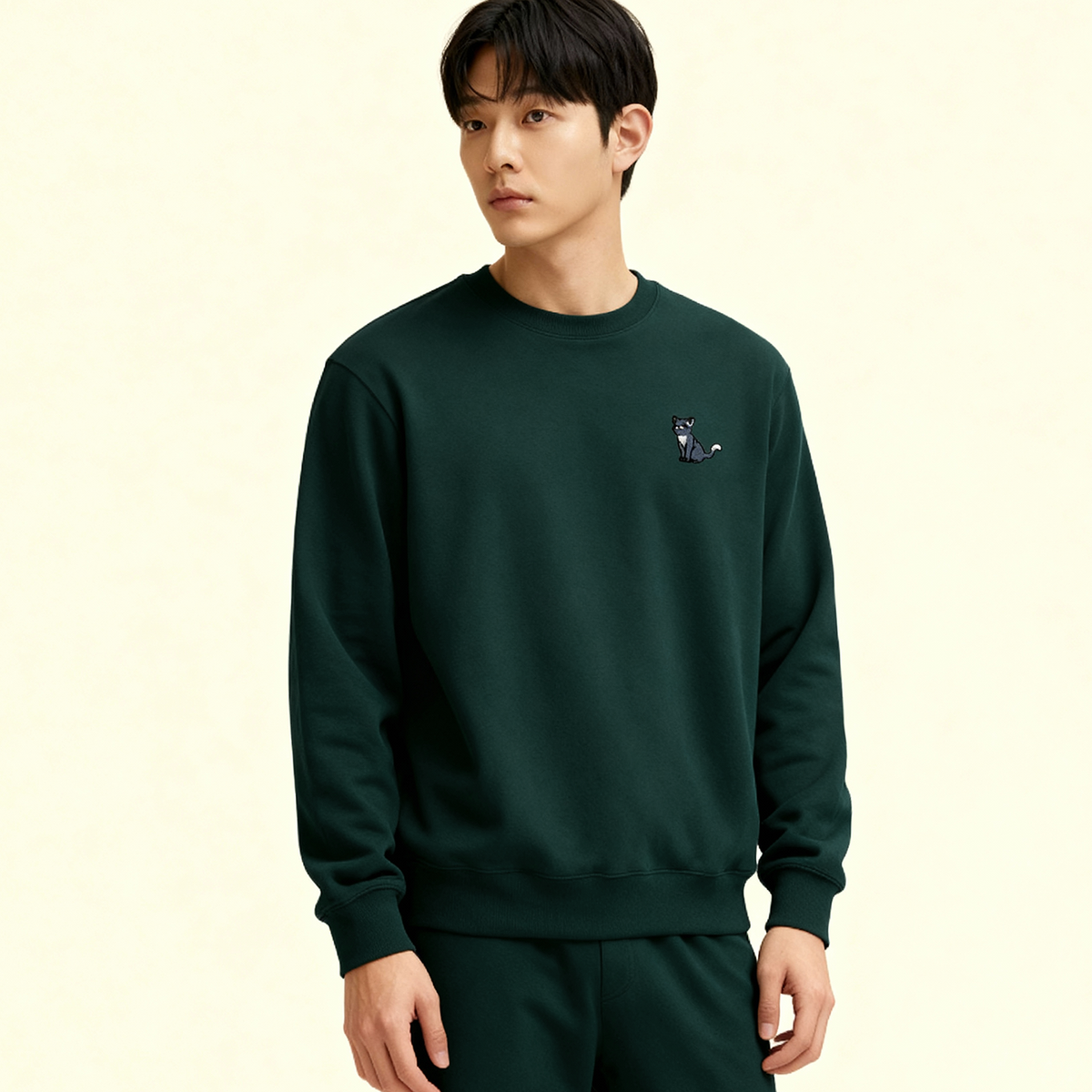 옥스타(OKSTAR) 해피냥 자수 특양면 맨투맨