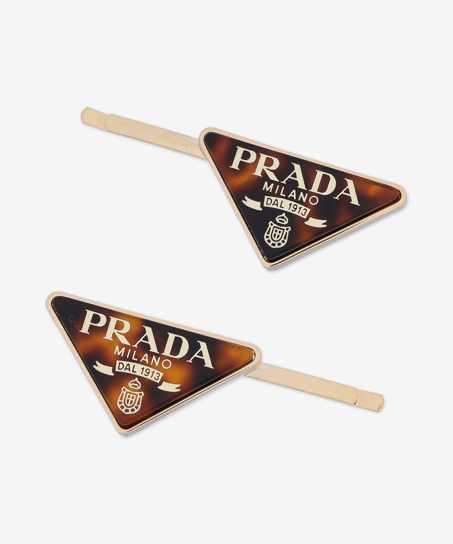 ★PRADA★ Triangle Logo Enamel Finish Hairpin Honey Totter S MUSINSA | PRADA Triangle Logo Enameled Hairpin - Honey