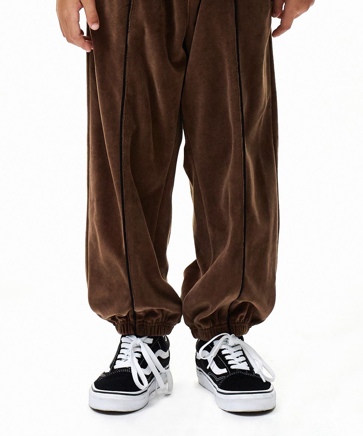 브라운브레스 키즈(BROWNBREATH KIDS) KIDS VELOUR PIPING PANTS - BROWN