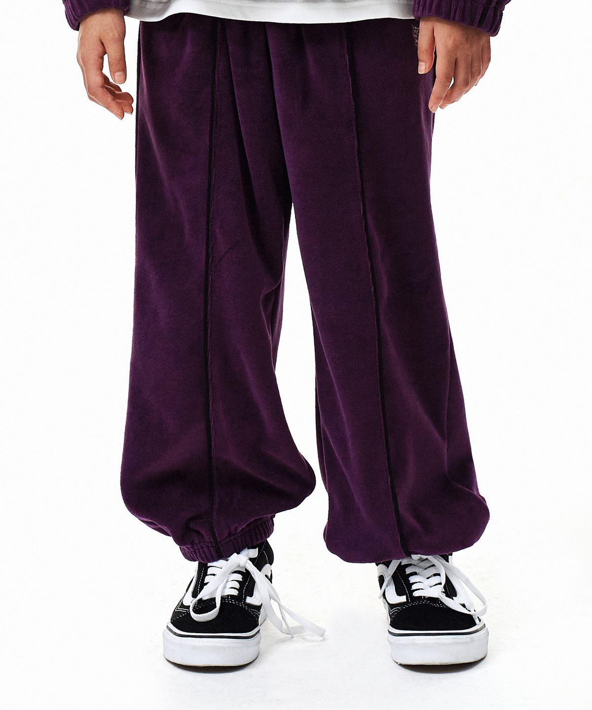 브라운브레스 키즈(BROWNBREATH KIDS) KIDS VELOUR PIPING PANTS - PURPLE