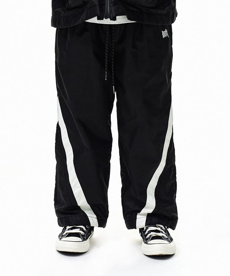 KIDS TAG LINE NYLON PANTS - BLACK
