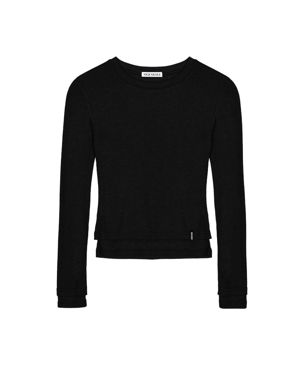 닉앤니콜(NICK&NICOLE) MINIMAL DOUBLE LAYERED LONG SLEEVE TOP_BLACK