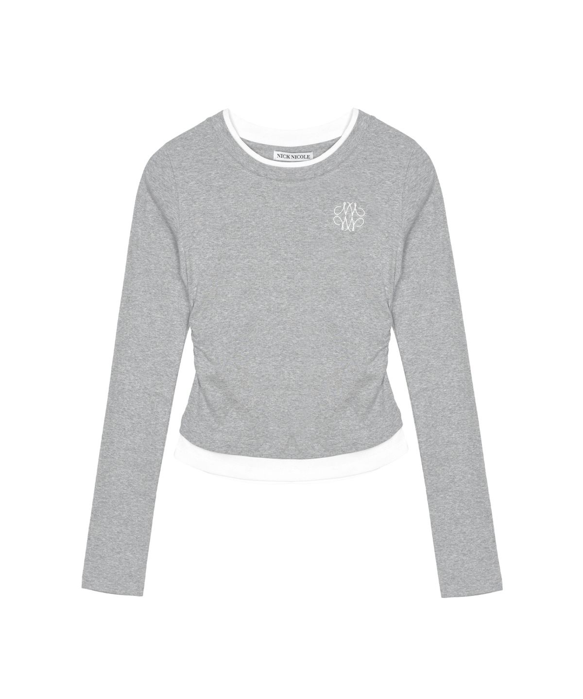 닉앤니콜(NICK&NICOLE) SHIRRING DOUBLE LAYERED TOP_GRAY