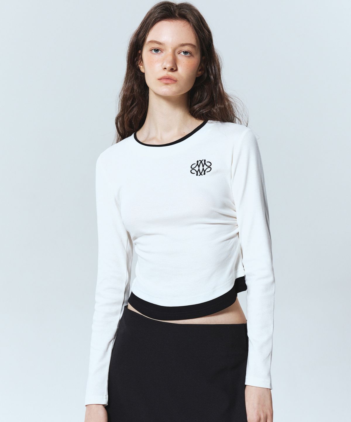 닉앤니콜(NICK&NICOLE) SHIRRING DOUBLE LAYERED TOP_IVORY