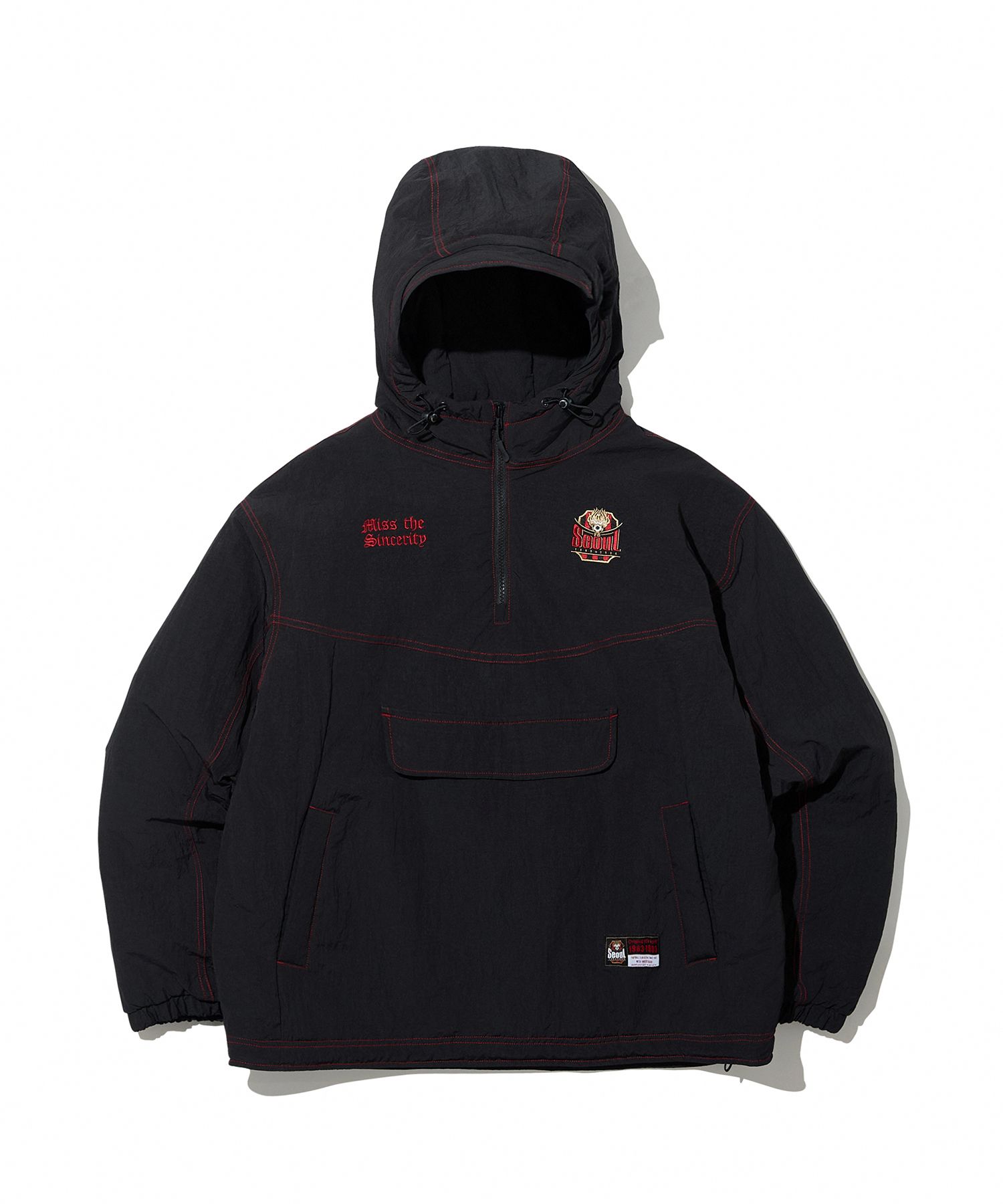 MUSINSA | 1993STUDIO [FC Seoul] Color Stitch Anorak Jacket_Black