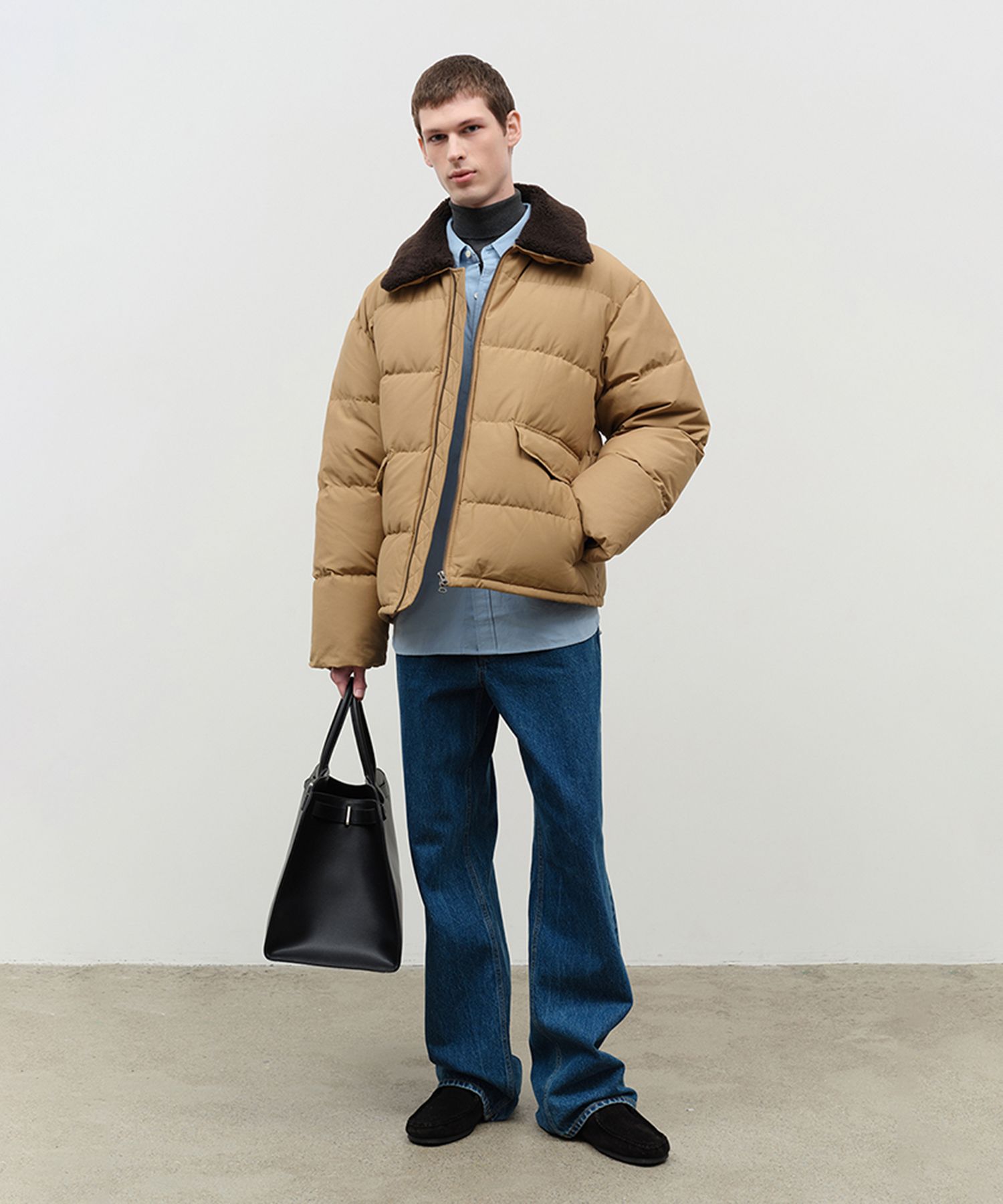 MUSINSA | DUNST DETACHABLE SHEARLING COLLAR GOOSE DOWN