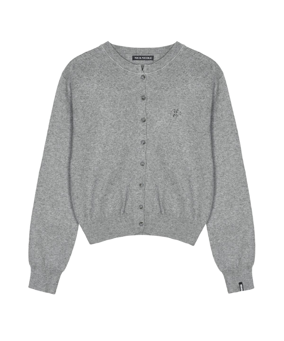 닉앤니콜(NICK&NICOLE) CLASSIC SYMBOL CREW NECK CARDIGAN_GRAY