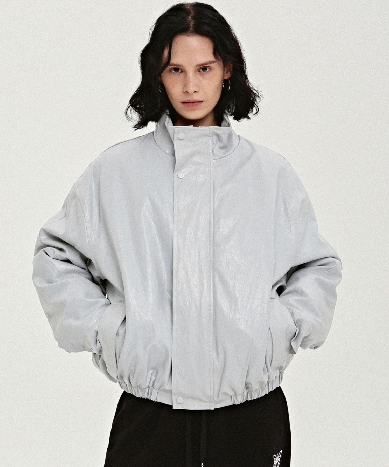 【NICK&NICOLE】CLASSIC STRING MIDI LEATHER PADDING MUSINSA | NICK&NICOLE NICOLE LEATHER LOGO PADDING JUMPER_GRAY