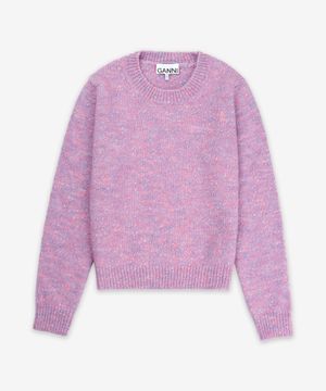 알파카 코튼 믹스 O넥 니트 - 로즈 바이올렛 / K2318295