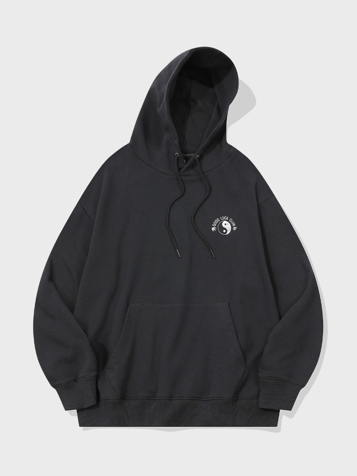 볼컴(VOLCOM) 굿 럭 클럽 오버핏 후드티셔츠 (다크 차콜) VA243HM002
