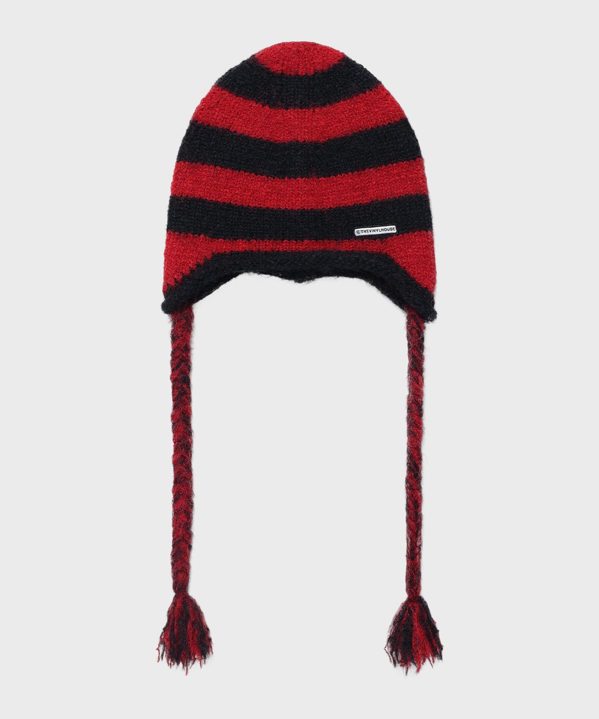 더바이닐하우스(THEVINYLHOUSE) EAR FLAP STRIPE BEANIE RED