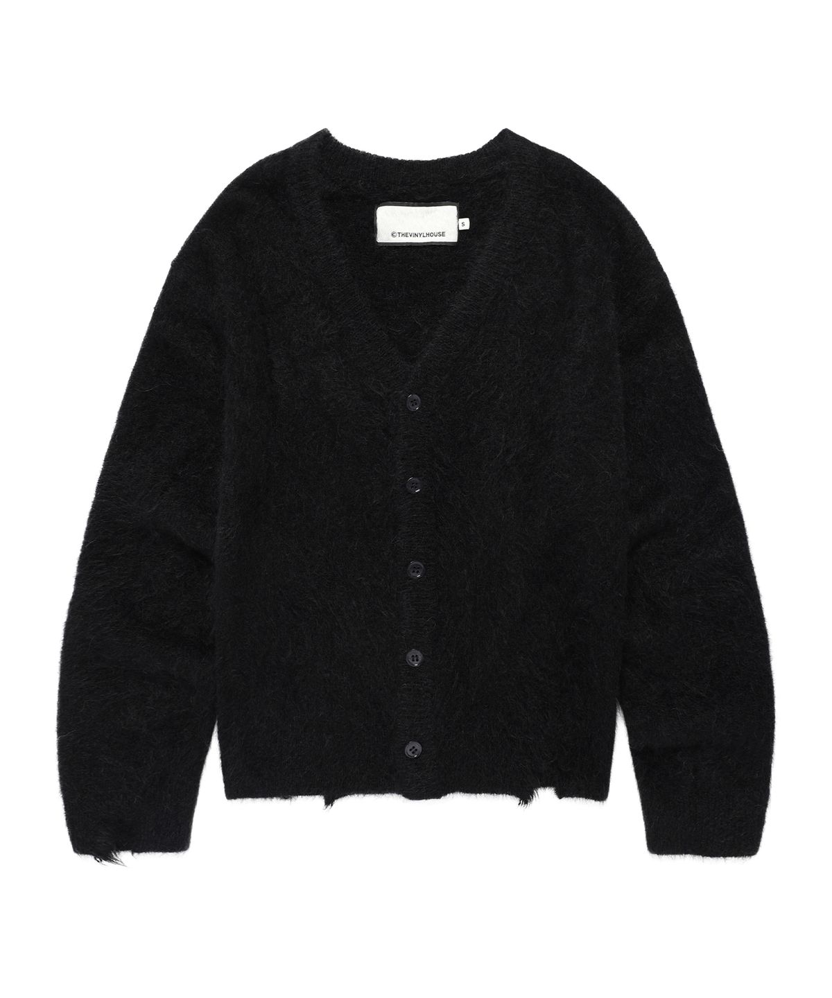더바이닐하우스(THEVINYLHOUSE) GRUNGE CARDIGAN BLACK