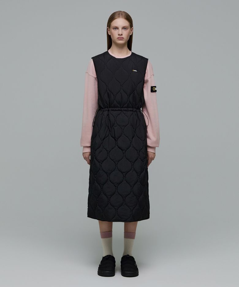 N244WOP010 여성 엘크 패딩 원피스 CARBON BLACK