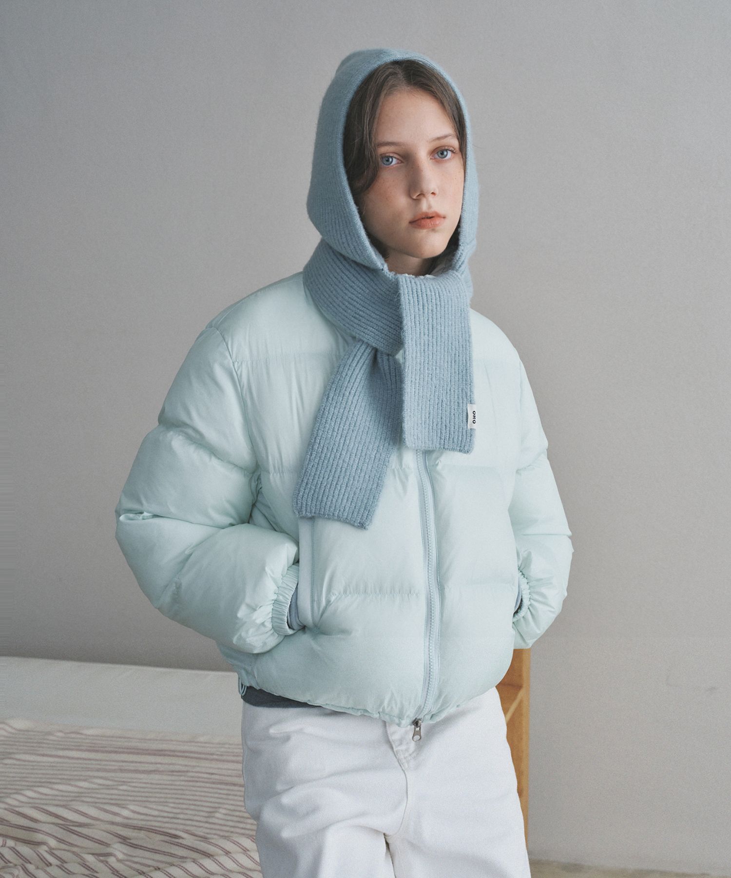 【ORO】★人気★ウォームエアリークロッププッパー MUSINSA公式 | ORO Warm Airy Crop Puffer Padding_Soda Blue