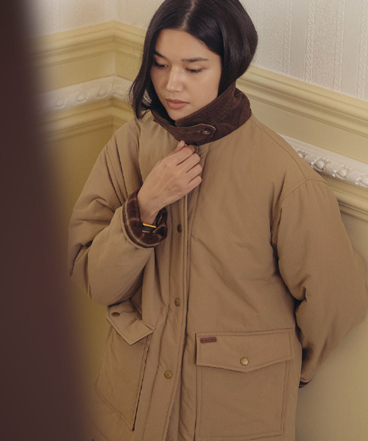 틸아이다이(TILL I DIE) Corduroy collar point padded jumper_Beige
